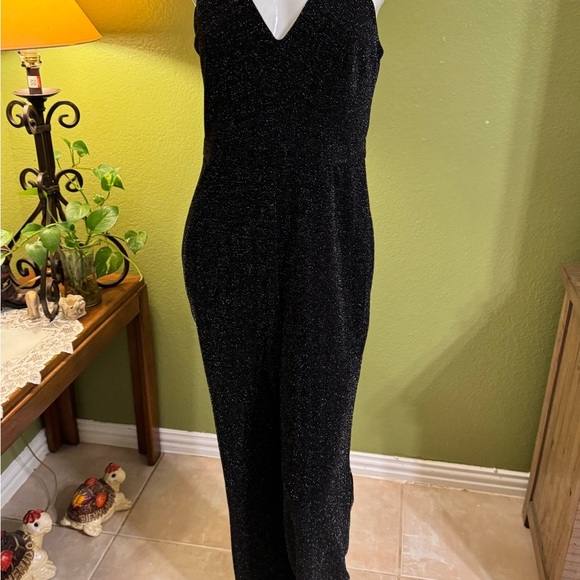 Donna Morgan Pants - Donna Morgan Black Velvet Jumpsuit with Halter Neckline